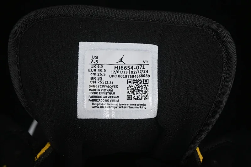 All categories Air Jordan Jordan series basketball shoes Air Jordan 1 Mid Air Jordan 1 Mid AJ1 Joe 1 black and yellow mid-top cultural and casual sneakers HJ6654-071